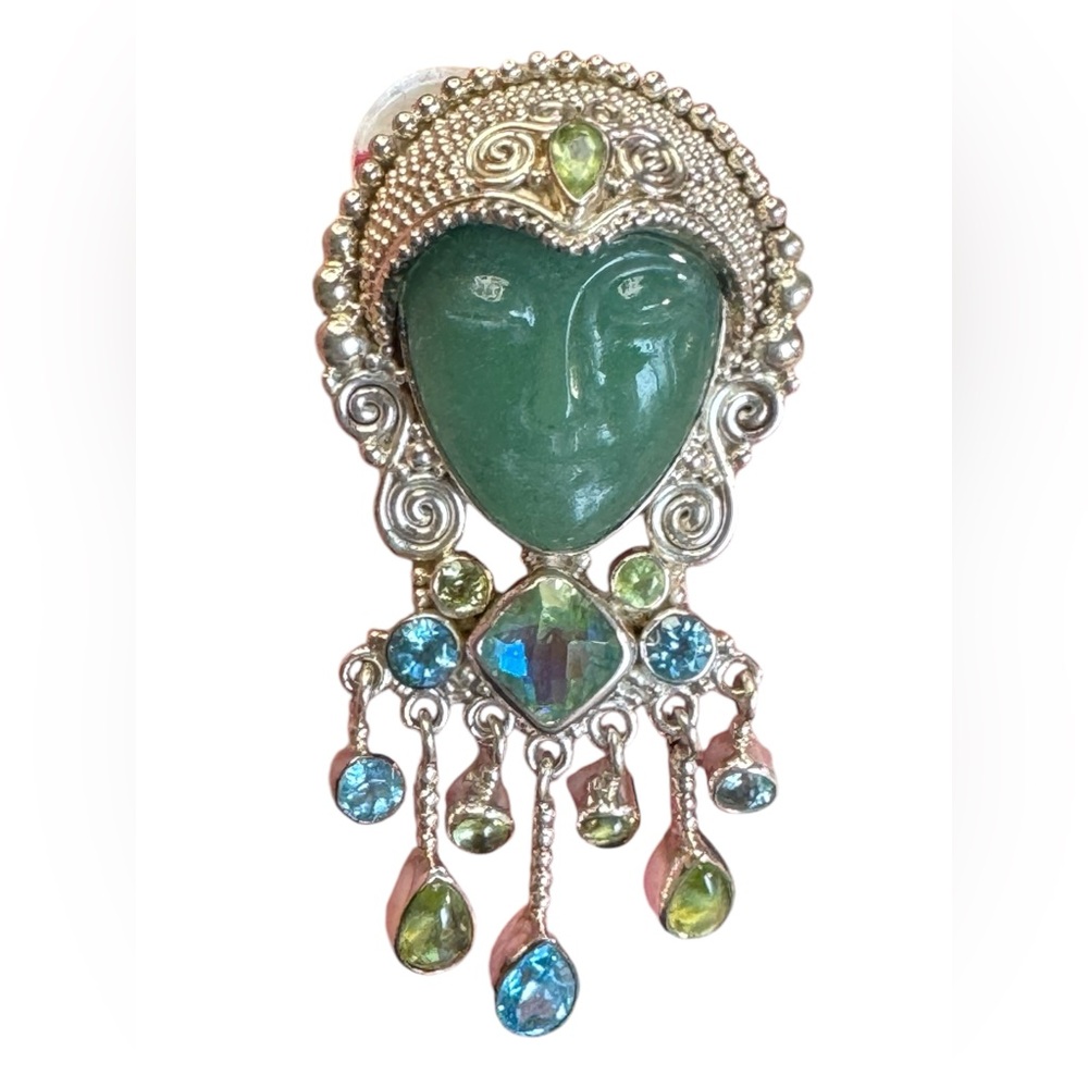 Sajen sterling silver 925 Bali topaz peridot GODDESS fancy brioch pendant
